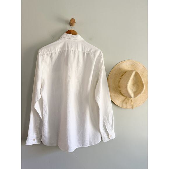J.Crew | NWT Men's Linen-cotton blend twill workshirt in White | Sz M - Picture 10 of 11
